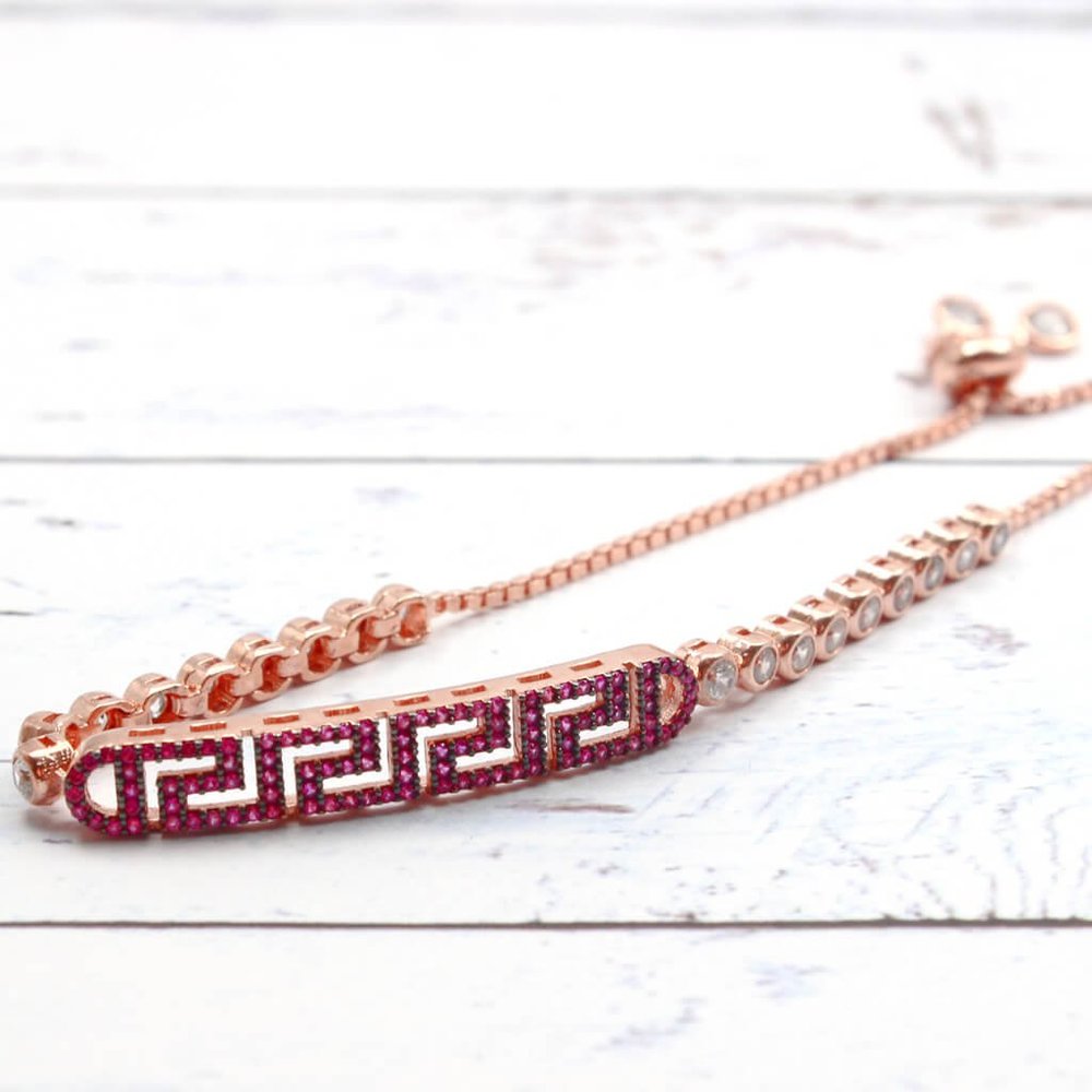 MAGENTA COLOR OVAL RECTANGLE BRACELET